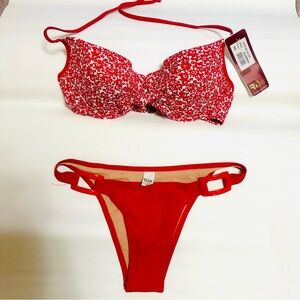 Red Floral Women's Bikini Set